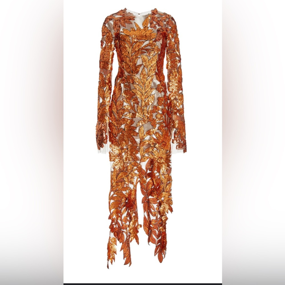 Oscar de la Renta floral cut out sequin dress . Worn once